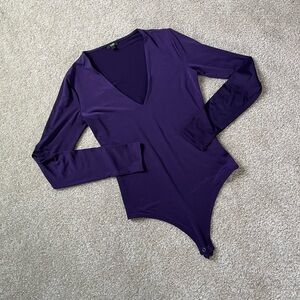Express Women’s Purple Long Sleeve Body Contour Bodysuit Size Small